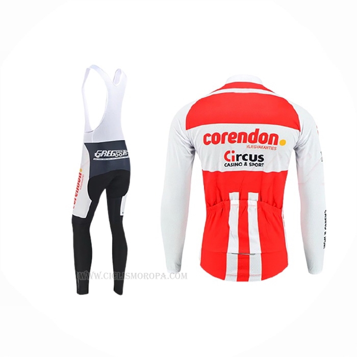2019 Ropa Ciclismo Corendon Circus Blanco Rojo Mangas Largas y Culotte Lunga
